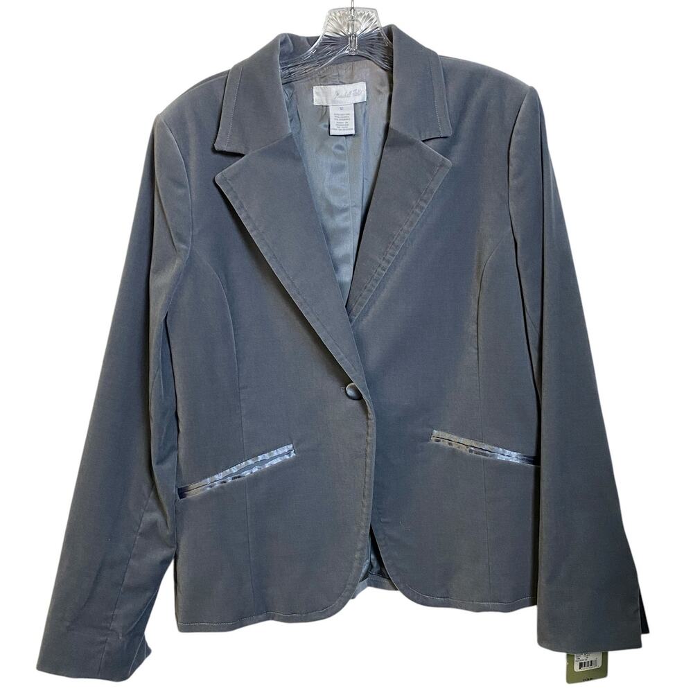 NWT MARSHALL FIELDS 12 Gray Velvet Blazer Satin Cuffs Holiday Dressy Preppy
